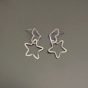 Sterling silver earrings with heart and star hoops